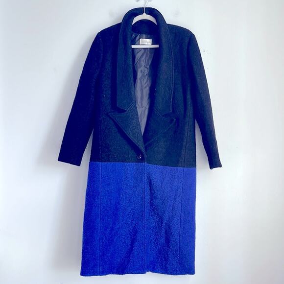 Shakuhachi wool blend colorblock single button full length maxi dress coat sz S - Picture 1 of 8